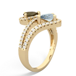 Smoky Quartz Diamond Dazzler 14K Yellow Gold ring R3000
