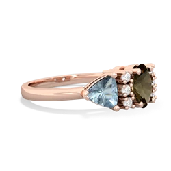 Smoky Quartz Antique Style Three Stone 14K Rose Gold ring R2186