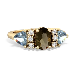 Smoky Quartz Antique Style Three Stone 14K Yellow Gold ring R2186