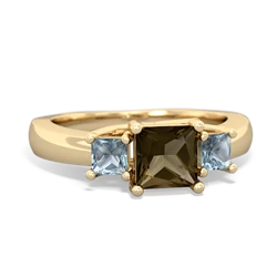 Smoky Quartz Three Stone Trellis 14K Yellow Gold ring R4015