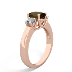 Smoky Quartz Three Stone Oval Trellis 14K Rose Gold ring R4024