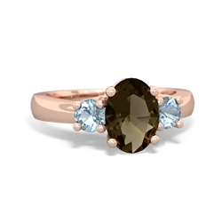 Smoky Quartz Three Stone Oval Trellis 14K Rose Gold ring R4024