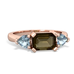 Smoky Quartz Three Stone 14K Rose Gold ring R5235