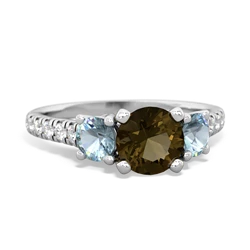 Smoky Quartz Pave Trellis 14K White Gold ring R5500