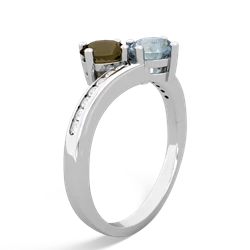 Smoky Quartz Channel Set Two Stone 14K White Gold ring R5303