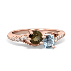 Smoky Quartz Infinity Pave Two Stone 14K Rose Gold ring R5285