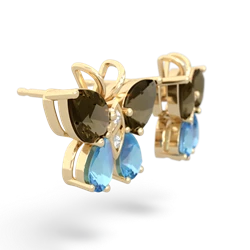 Smoky Quartz Butterfly 14K Yellow Gold earrings E2215