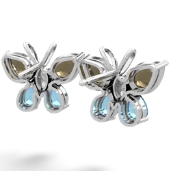 Smoky Quartz Butterfly 14K White Gold earrings E2215