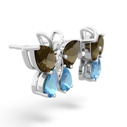 Smoky Quartz Butterfly 14K White Gold earrings E2215