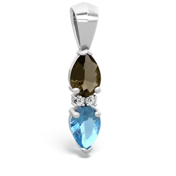 Smoky Quartz Bowtie Drop 14K White Gold pendant P0865