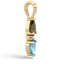 Smoky Quartz Bowtie Drop 14K Yellow Gold pendant P0865