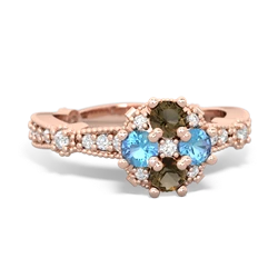 Smoky Quartz Sparkling Tiara Cluster 14K Rose Gold ring R26293RD