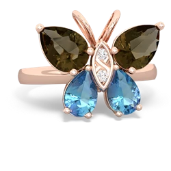 Smoky Quartz Butterfly 14K Rose Gold ring R2215