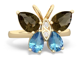 Smoky Quartz Butterfly 14K Yellow Gold ring R2215