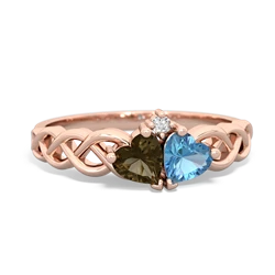 Smoky Quartz Heart To Heart Braid 14K Rose Gold ring R5870