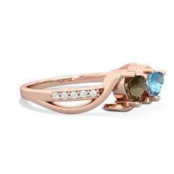 Smoky Quartz Side By Side 14K Rose Gold ring R3090