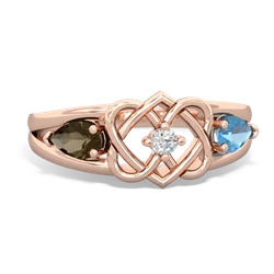 Smoky Quartz Hearts Intertwined 14K Rose Gold ring R5880