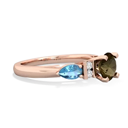 Smoky Quartz 6Mm Round Eternal Embrace Engagement 14K Rose Gold ring R2005