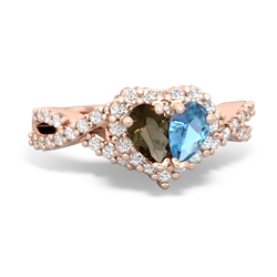 Smoky Quartz Diamond Twist 'One Heart' 14K Rose Gold ring R2640HRT