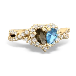 Smoky Quartz Diamond Twist 'One Heart' 14K Yellow Gold ring R2640HRT