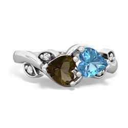 Smoky Quartz Floral Elegance 14K White Gold ring R5790