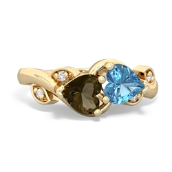 Smoky Quartz Floral Elegance 14K Yellow Gold ring R5790