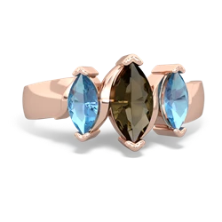 Smoky Quartz Three Peeks 14K Rose Gold ring R2433