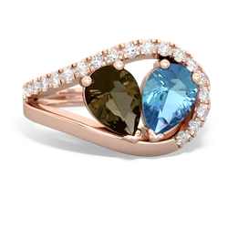 Smoky Quartz Nestled Heart Keepsake 14K Rose Gold ring R5650