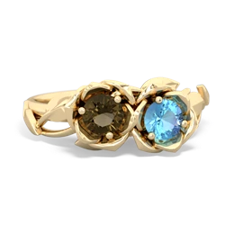 Smoky Quartz Rose Garden 14K Yellow Gold ring R5510