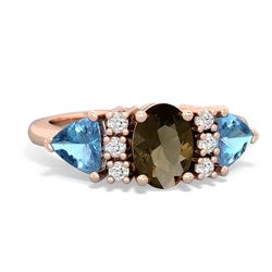 Smoky Quartz Antique Style Three Stone 14K Rose Gold ring R2186