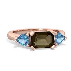 Smoky Quartz Three Stone 14K Rose Gold ring R5235