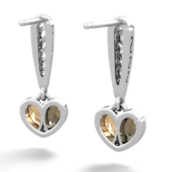 Smoky Quartz Filligree Heart 14K White Gold earrings E5070