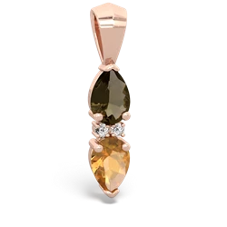 Smoky Quartz Bowtie Drop 14K Rose Gold pendant P0865