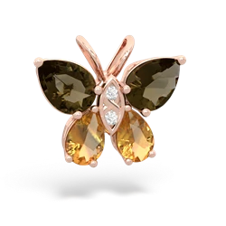 Smoky Quartz Butterfly 14K Rose Gold pendant P2215