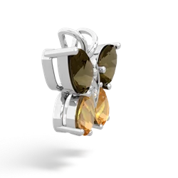 Smoky Quartz Butterfly 14K White Gold pendant P2215