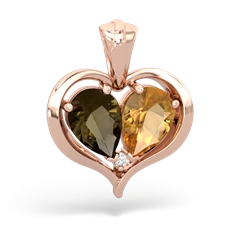 Smoky Quartz Two Become One 14K Rose Gold pendant P5330