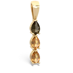 Smoky Quartz Dew Drops 14K Yellow Gold pendant P2251