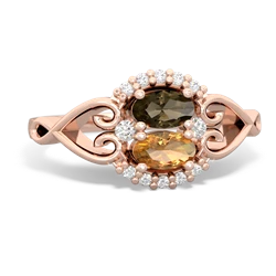 Smoky Quartz Love Nest 14K Rose Gold ring R5860