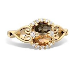 Smoky Quartz Love Nest 14K Yellow Gold ring R5860