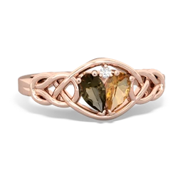 Smoky Quartz Celtic Love Knot 14K Rose Gold ring R5420