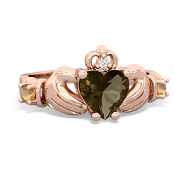 Smoky Quartz Claddagh Keepsake 14K Rose Gold ring R5245