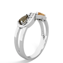 Smoky Quartz Diamond Infinity 14K White Gold ring R5390