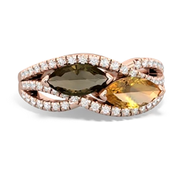 Smoky Quartz Diamond Rivers 14K Rose Gold ring R3070