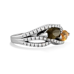 Smoky Quartz Diamond Rivers 14K White Gold ring R3070