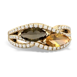 Smoky Quartz Diamond Rivers 14K Yellow Gold ring R3070