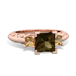 Smoky Quartz Eternal Embrace Engagement 14K Rose Gold ring C2001