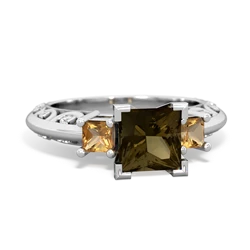 Smoky Quartz Eternal Embrace Engagement 14K White Gold ring C2001