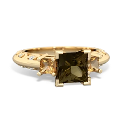 Smoky Quartz Eternal Embrace Engagement 14K Yellow Gold ring C2001