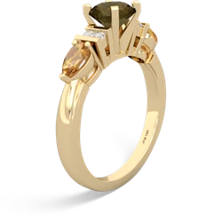 Smoky Quartz 6Mm Round Eternal Embrace Engagement 14K Yellow Gold ring R2005
