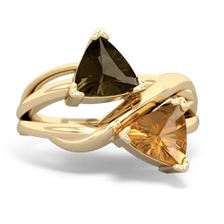 Smoky Quartz Split Band Swirl 14K Yellow Gold ring R2341